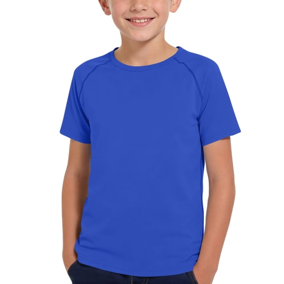 WRKEKC Boys Athletic Shirts Solid Crew Neck Short Sleeve Quick Dry Workout Tee for 3-12 Years Training Performance