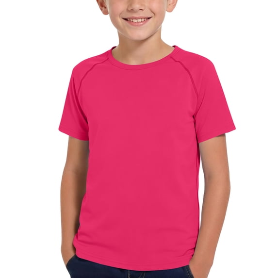 WRKEKC Boys Athletic Shirts Solid Crew Neck Short Sleeve Quick Dry Workout Tee for 3-12 Years Training Performance