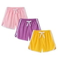 thumbnail image 1 of WRKEKC Boys Athletic Shorts 3 Pack Solid Color Elastic Waist Drawstring Contrast Trim Split Hem Sports Shorts for Kids 3-12 Years, 1 of 8