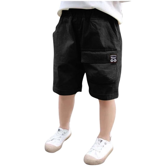 WRKEKC Boys Athletic Shorts with Pockets Elastic Waist Lightweight Cargo Shorts Outer Wear Pants Solid Color Design 4-15 Years