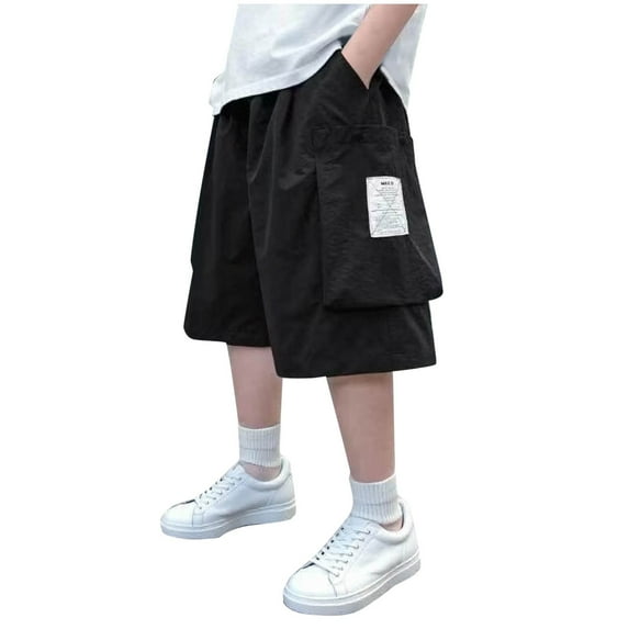 WRKEKC Boys Basketball Shorts Large Pocket Cargo Shorts 5 Inch Inseam Quick Dry Sport Pants Casual Design 3-14 Years