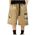 thumbnail image 1 of WRKEKC Boys Basketball Shorts Large Pocket Cargo Shorts 5 Inch Inseam Quick Dry Sport Pants Casual Design 3-14 Years, 1 of 5