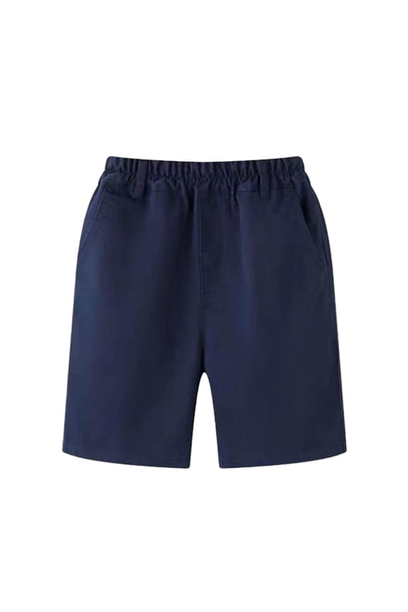 Boys Basketball Shorts School Uniform Shorts Student Mid Length Solid Color Full Elastic Waist 5 Inch Inseam 5-15 Years
