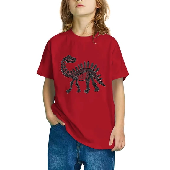 WRKEKC Boys Casual T-Shirts, Summer T-Shirts for Boys, Girls' and Boys' Summer Casual Round Neck Comfortable Cute Print Short Sleeve T-Shirts