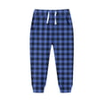 thumbnail image 1 of WRKEKC Boys and Girls Sweatpants Plaid Print Elastic Waist with Drawstring and Pockets Fleece Lined Thickened Casual Athletic Long Pants for 2-13 Years, 1 of 3