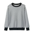 thumbnail image 1 of WRKEKC Boys and Girls Sweatshirts Casual Classic Versatile Striped Crewneck Thickened Soft Comfortable Warm Cozy Long Sleeve Outerwear Pullover for Fall Winter 2-14 Years, 1 of 9