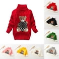 thumbnail image 1 of WRKEKC Boys and Girls Turtleneck Cable Knit Sweater Bear Pattern Long Sleeve Thick Warm Soft Cozy Pullover for Toddlers Fall Winter Stylish Casual Daily Outwear, 1 of 8