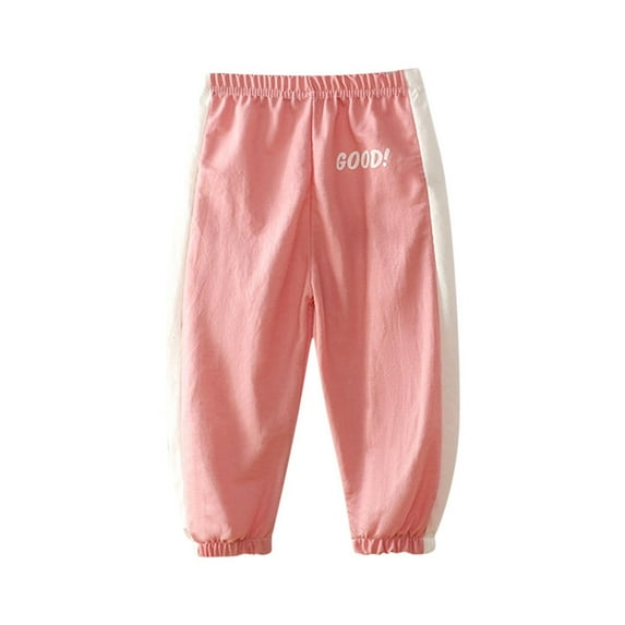 WRKEKC Boys Jogger Pants Summer Children Color Block Elastic Waist Sports Pants Mosquito Repellent Thin Lantern Cropped 1-12 Years