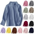 thumbnail image 1 of WRKEKC Boys Long Sleeve Shirts, Girls' Long Sleeve Tees, Toddler Teen Boys Girls Solid Color High Collar Round Neck Long Sleeve Shirts, 1 of 6