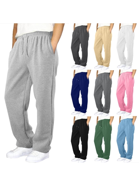 Boys Pants Fleece Lined Thickened Straight Leg Elastic Waist Cozy Sweatpants with Side Pockets for Boys 6-15 Years Fall Winter Casual Wear