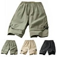 thumbnail image 1 of WRKEKC Boys Pull-On Cargo Shorts Elastic Waist Decor Button Side Pockets Lightweight Loose Knee Length Summer Shorts For Boys 3-14 Years, 1 of 3