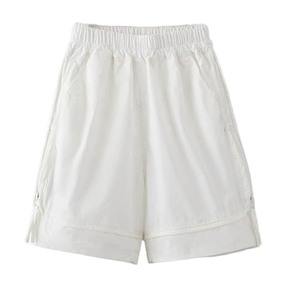 WRKEKC Boys Pull On Cargo Shorts Solid Color Cargo Casual Shorts Lightweight Loose Fit Mid Length Boys Shorts 2-15 Years