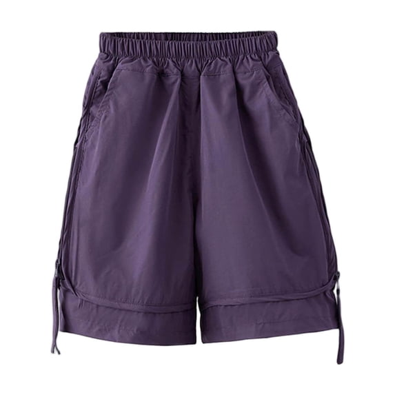 WRKEKC Boys Pull On Cargo Shorts Solid Color Cargo Casual Shorts Lightweight Loose Fit Mid Length Boys Shorts 2-15 Years