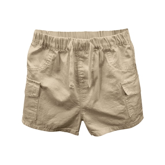 WRKEKC Boys Pull-On Cargo Shorts Solid Color Lightweight Fabric Casual Shorts with Cargo Pockets for 1-7 Years