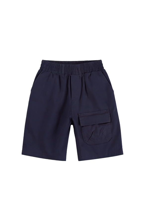 Boys Pull On Cargo Shorts with Pocket Casual Cargo Solid Color 5 Inch Inseam Lightweight Fabric 4-13 Years