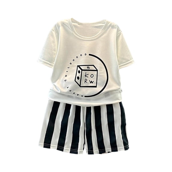 WRKEKC Boys Summer Casual Outfits Round Neck Short Sleeve Set Cartoon T Shirt Shorts Casual Two Piece 6 Months-10 Years