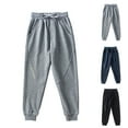 thumbnail image 1 of WRKEKC Boys Sweatpants Solid Color Knit Fabric Cuffed Hem Elastic Waist Soft Stretchy Breathable Comfy Fall Activewear Pants for Boys 5-14 Years, 1 of 7