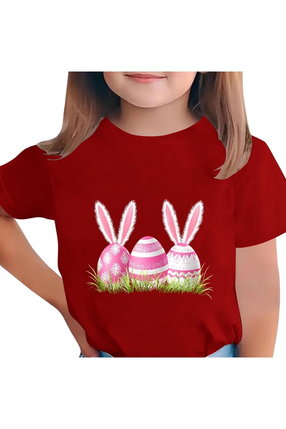 Boys T-Shirts Short Sleeve Round Neck Easter Print Casual Summer Daily Soft Lightweight Tee Blouse 3-15 Years