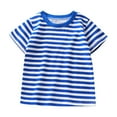 thumbnail image 1 of WRKEKC Boys T-Shirts, Summer Tops for Boys, Children's Summer Casual Crew Neck Stripe Print Short Sleeve Sports Shirts, 1 of 5