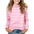 thumbnail image 1 of WRKEKC Boys and Girls Long Sleeve Shirts Stripe High Neck Pullover Top Casual Fall Winter for 2-15 Years, 1 of 4