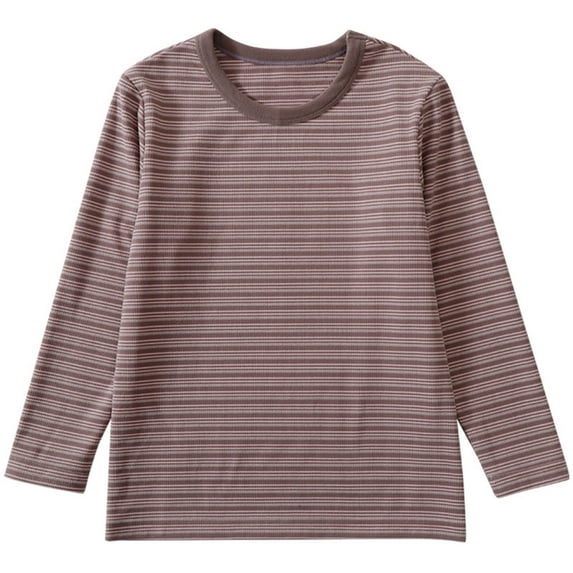 WRKEKC Boys and Girls Long Sleeve Tees Casual Striped Lightweight Crewneck Soft Comfortable Base Layer Pullover for Fall Winter 3-15 Years