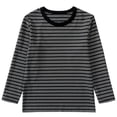 thumbnail image 1 of WRKEKC Boys and Girls Long Sleeve Tees Casual Striped Lightweight Crewneck Soft Comfortable Base Layer Pullover for Fall Winter 3-15 Years, 1 of 2