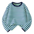 thumbnail image 1 of WRKEKC Boys and Girls Sweatshirts Casual Color Block Striped Fleece Lined Crewneck Soft Warm Cozy Pullover for Fall Winter 3-15 Years, 1 of 3