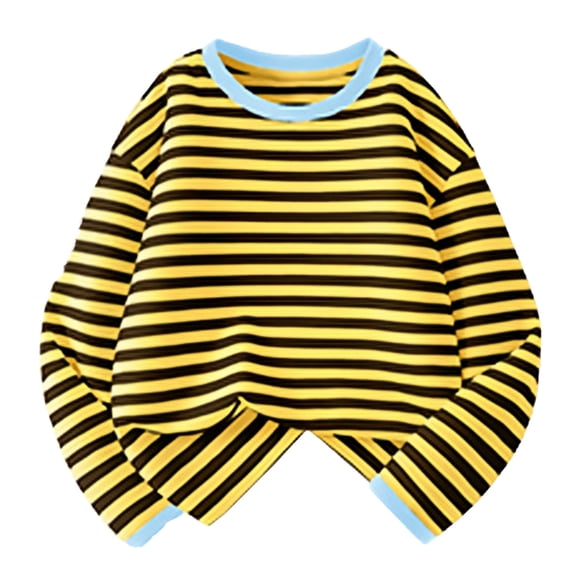 WRKEKC Boys and Girls Sweatshirts Casual Color Block Striped Fleece Lined Crewneck Soft Warm Cozy Pullover for Fall Winter 3-15 Years
