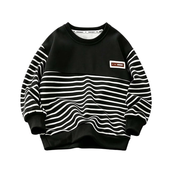 WRKEKC Boys and Girls Sweatshirts Solid Color Round Neck Long Sleeve Pullover Casual Comfort Top for 1-12 Years