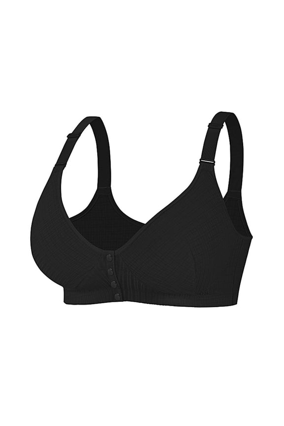 Bras for Women 1X to 7X Front Closure Cross Border European Size Wireless Adjustable Strap Ribbed Plus Size Bra