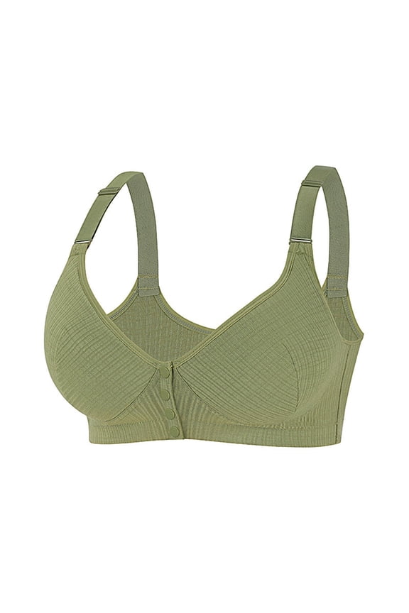 Bras for Women 1X to 7X Front Closure Cross Border European Size Wireless Adjustable Strap Ribbed Plus Size Bra