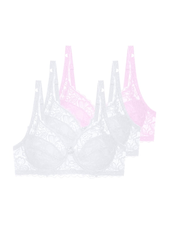 Bras for Women 3 Packs Set Solid Color Underwire Lace Plus Size Push Up Thin Breathable Bra European Style
