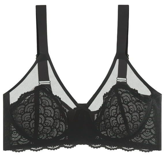 WRKEKC Bras for Women C Cup French Lace Plus Size Ultra Thin Mesh Push Up Bra with Underwire for Full Coverage