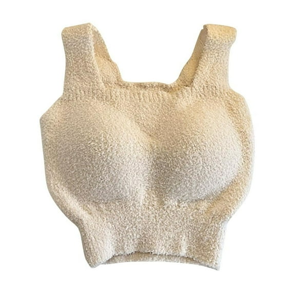 WRKEKC Bras for Women Fleece Lined Wireless Bra with Built In Padding and Longline Design for Winter Warmth