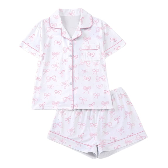 WRKEKC Breathable Pajama Set for Women Soft Breathable Short Sleeve Top with Relaxed Shorts Casual Home Wear Cozy Everyday Loungew