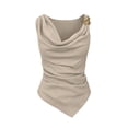 thumbnail image 1 of WRKEKC Cami Tank Tops for Women Solid Mock Neck Sleeveless Shirt Top with Metal Trim and V-Neck Style for Summer, 1 of 6