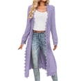thumbnail image 1 of WRKEKC Cardigan Sweaters for Women Solid Color Long Sleeve Longline Casual Loose Lace Trim Open Front Cardigan Fall and Winter Outerwear, 1 of 9