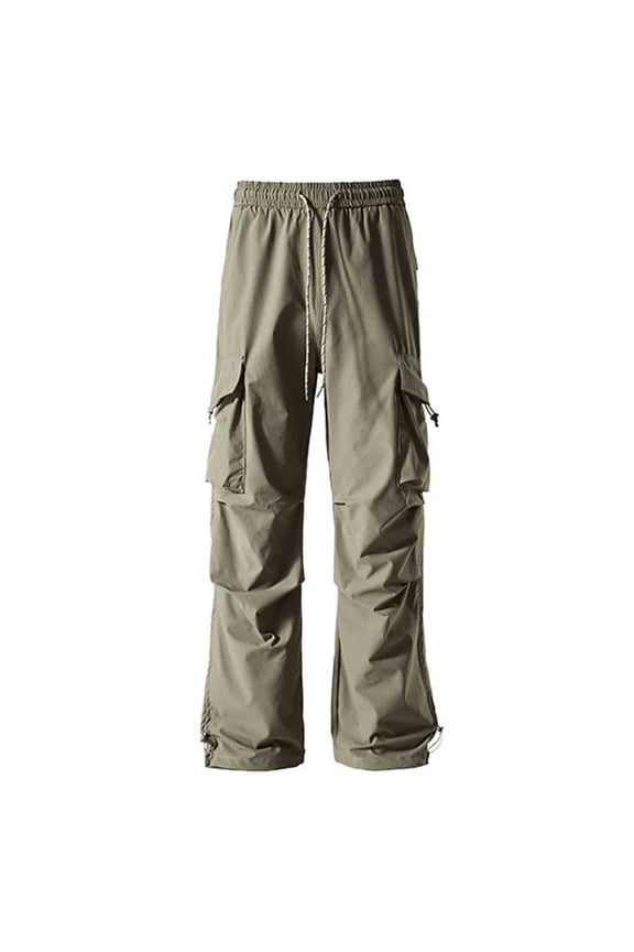 Cargo Pants for Men Solid Color Loose Windproof Quick Dry UV Protection Pocket Techwear Drawstring Stylish Cargo Long Pants for Men's Outdoor and Wear