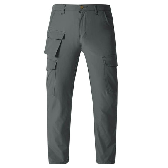 WRKEKC Cargo Pants for Men Solid Color Tactical Multiple Pockets Elastic Waist Casual Straight Leg Pants Comfortable Fall Winter Outdoor Work Trousers