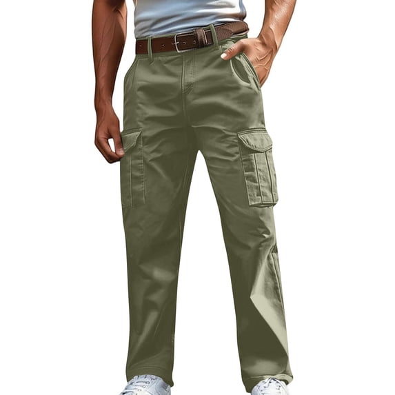 WRKEKC Cargo Pants for Men Outdoor Pocket Solid Color Cargo Long Pants for Daily Work Outdoor Hiking Versatile Functional Wear
