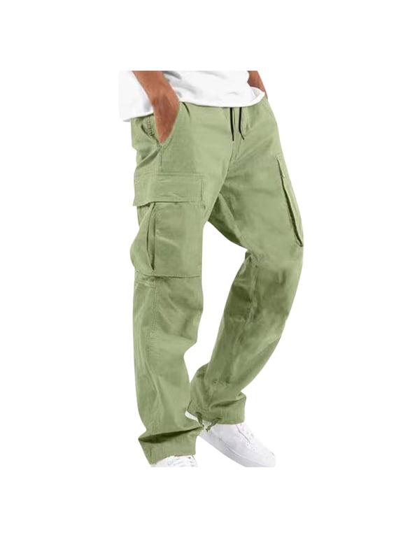 Cargo Pants for Men Pocket Patch Drawstring Multiple Pockets Straight Leg Work Pants Outdoor Fitness Pants for Active Wear