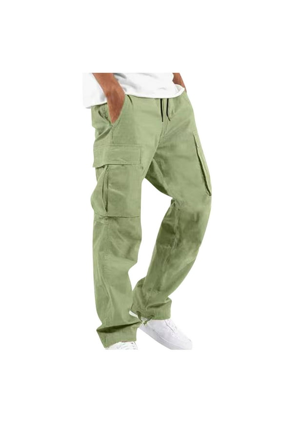Cargo Pants for Men Pocket Patch Drawstring Multiple Pockets Straight Leg Work Pants Outdoor Fitness Pants for Active Wear