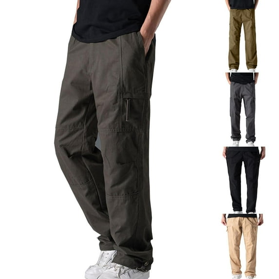 WRKEKC Cargo Pants for Men Pocket Zipper Straight Leg Techwear Outdoor Casual Pants for Men Long Pants for Hiking Camping Stylish Functional Wear