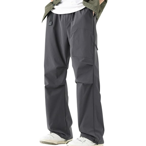 WRKEKC Cargo Pants for Men Solid Color Loose Fit Straight Leg Athletic Casual Workwear Trousers Comfortable Summer Outdoor Sports Pants