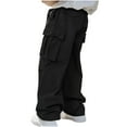 thumbnail image 1 of WRKEKC Cargo Pants for Men Solid Color Multiple Pockets Loose Fit Casual Daily Wear Spring Fall Comfortable Fabric Easy To Match, 1 of 9