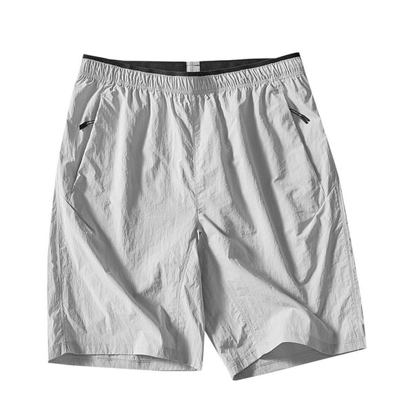 WRKEKC Cargo Shorts for Men Solid Color Casual Loose Zipper Pocket Lining Drawstring Elastic Waist Shorts 5-Inch Inseam with Functional Design