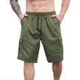thumbnail image 1 of WRKEKC Cargo Shorts for Men Solid Color Casual Multiple Pockets 5-Inch Shorts with Elastic Waist and Durable Fabric for Daily Wear, 1 of 8