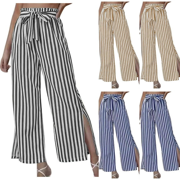 WRKEKC Casual Pants for Women, Wide Leg Pants for Women, Womens Trendy Casual Split Printed Loose Straight Pants for Wide Leg Style and Lounge Comfort