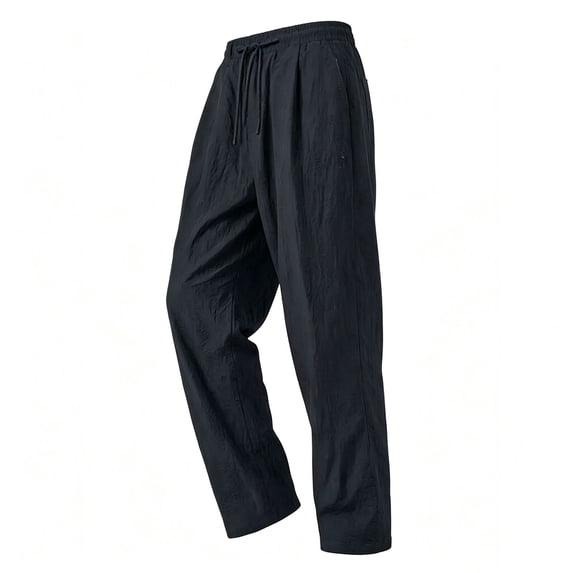 WRKEKC Casual Pants for Men Elastic Drawstring Waist Lightweight Straight Leg Soft Trousers with Side Pockets for Summer Outdoor and Lounge Use