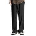 thumbnail image 1 of WRKEKC Casual Pants for Men Solid Color Pocketed Loose Straight Leg Trousers Comfortable Summer Outdoor Daily Lounge Pants, 1 of 5